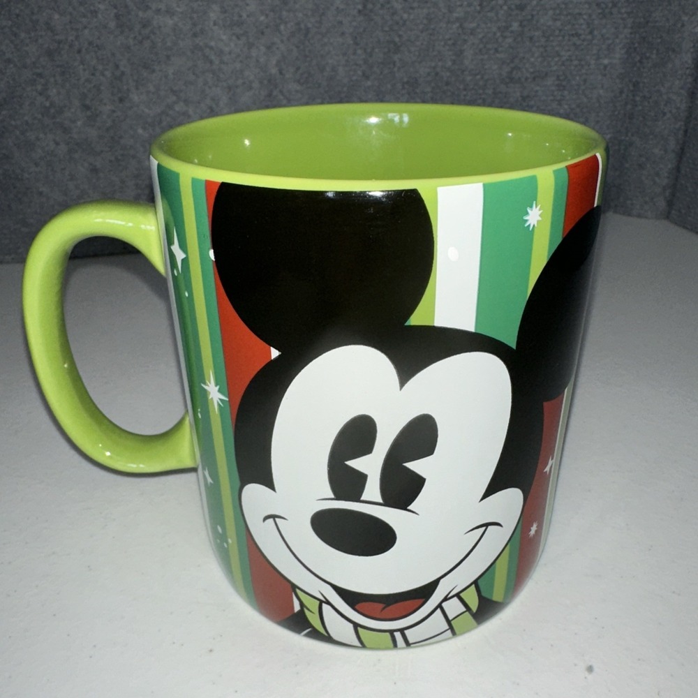 Mickey Mouse Walt‎ Disney Coffee Cup Mug Big Large Green Ceramic Christmas Jumbo